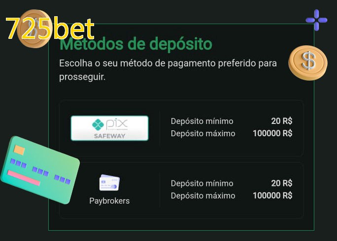 O cassino 725betbet oferece uma grande variedade de métodos de pagamento